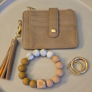Cardholder Wallet Wristlet & Beaded Key Ring By Coolans New